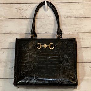 Anne Klein Horsebit Shopper In Croco Tote